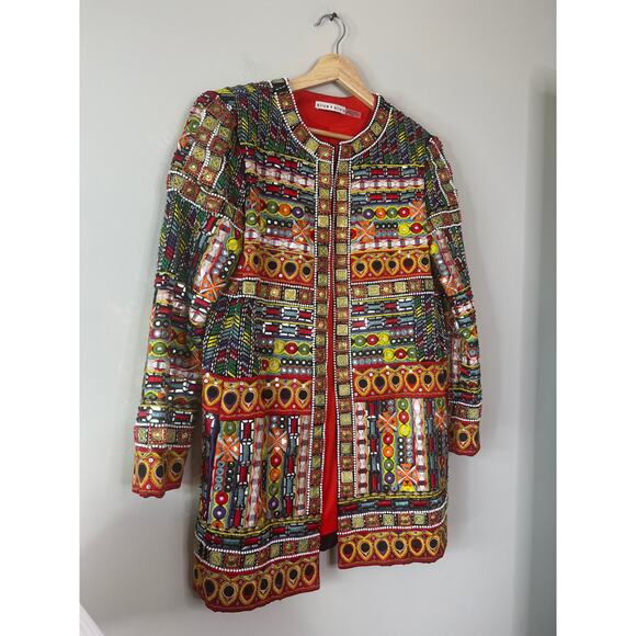NEW Alice + Olivia Rory Embroidered Line Silk Jacket Multi Color Size: Small - Picture 3 of 9